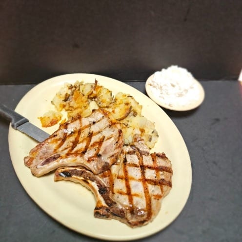 Grilled chops dinner.