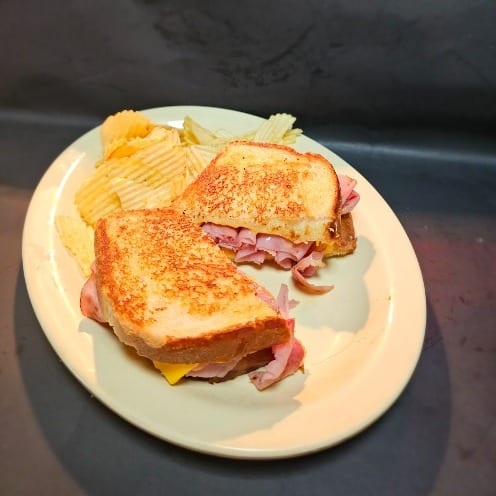 Grilled ham & cheese sandwich.