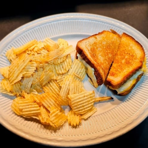 Triple grilled cheese sandwich.